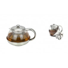 New Stainless Steel & Glass Tea Pot Loose Tea Leaf Infuser Teapot